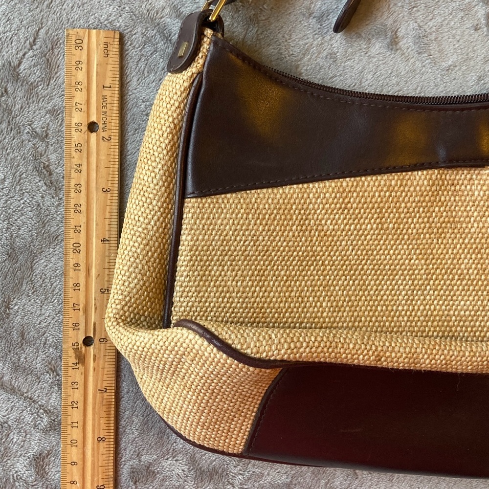 Etienne Aigner Woven Jute Baguette Shoulder Bag with Faux Leather Strap - Picture 13 of 16